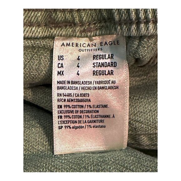 American Eagle Size 4 Drawstring Elastic Waist Green Denim Joggers - Picture 4 of 5